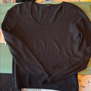 Ann Taylor Shimmering Black Scoop Neck Sweater